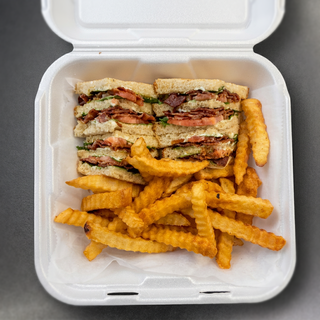 BLT Club Sandwich With Fries
