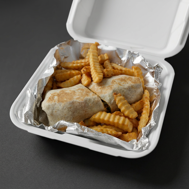 Buffalo Chicken Wrap With Fries.